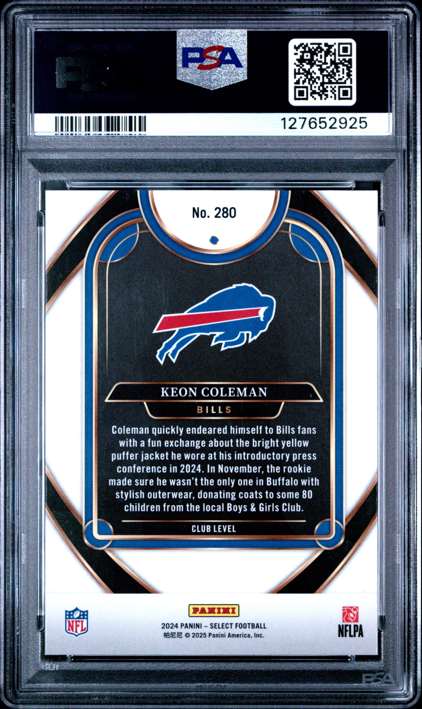 Graded 2024 Panini Select Keon Coleman #280 Rookie RC Football Card PSA 10 Gem Mint