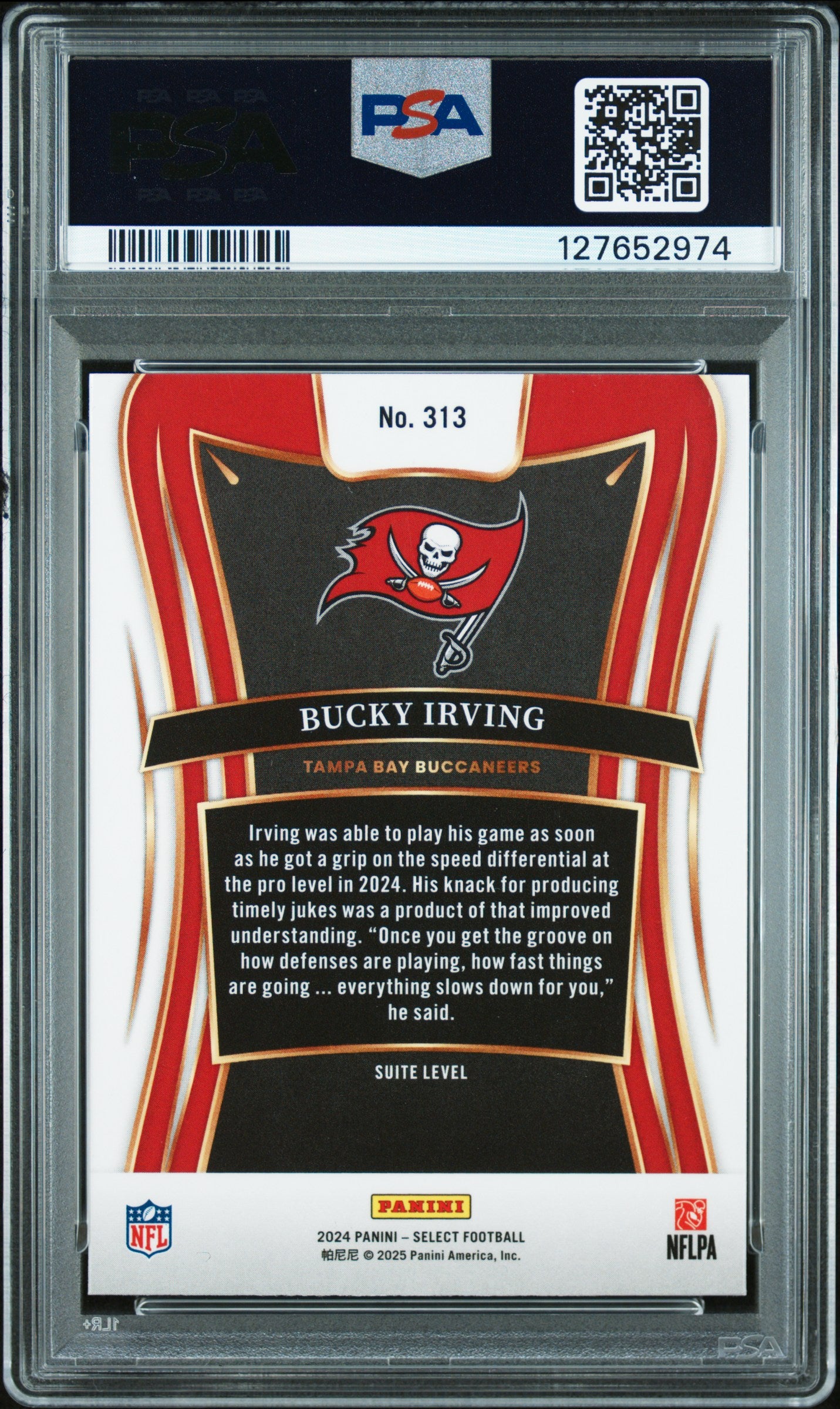Graded 2024 Panini Select Bucky Irving #313 Rookie RC Football Card PSA 8 Near Mint