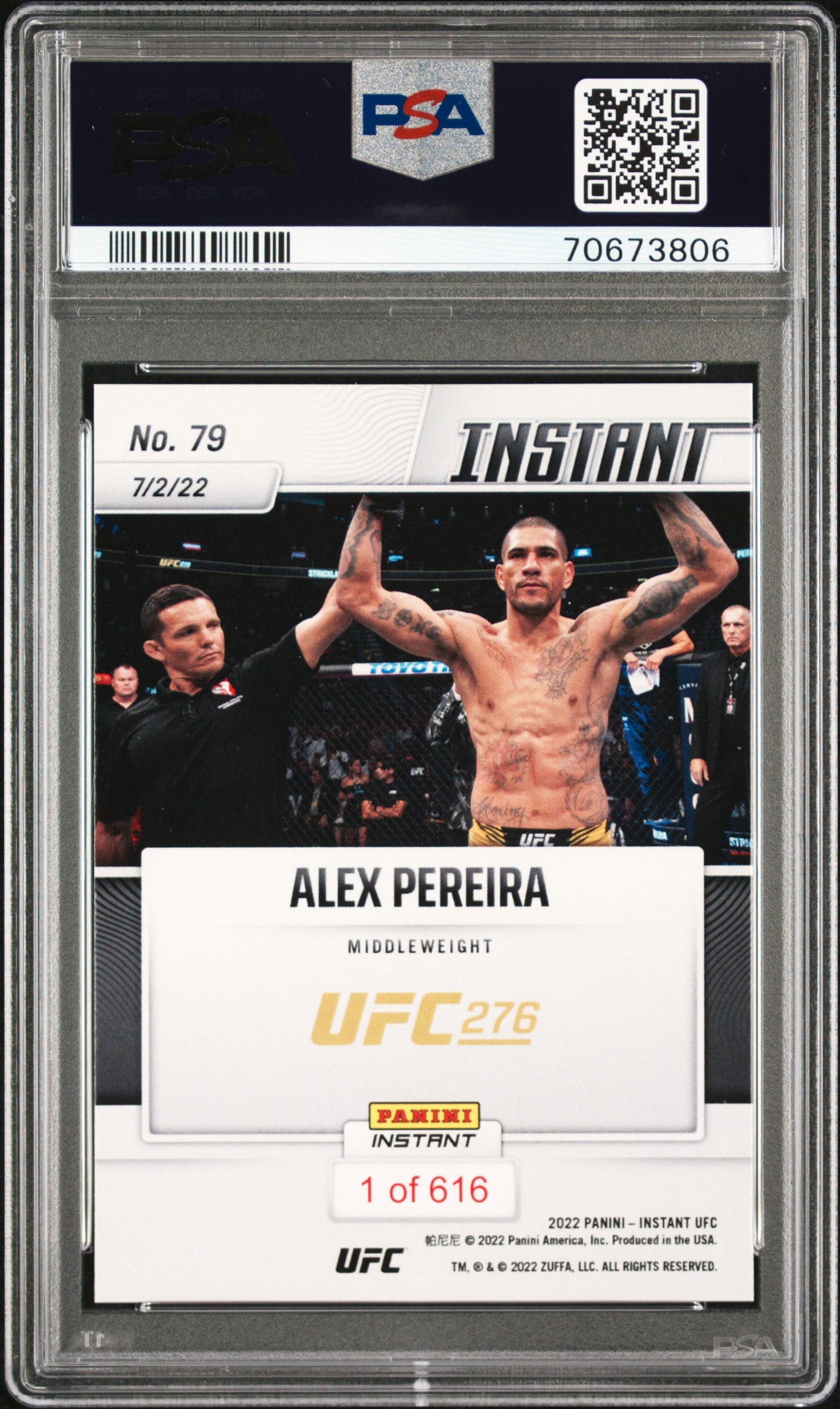 Graded 2022 Panini Instant UFC Alex Pereira #79 Rookie RC UFC MMA Card PSA 10 Gem Mint