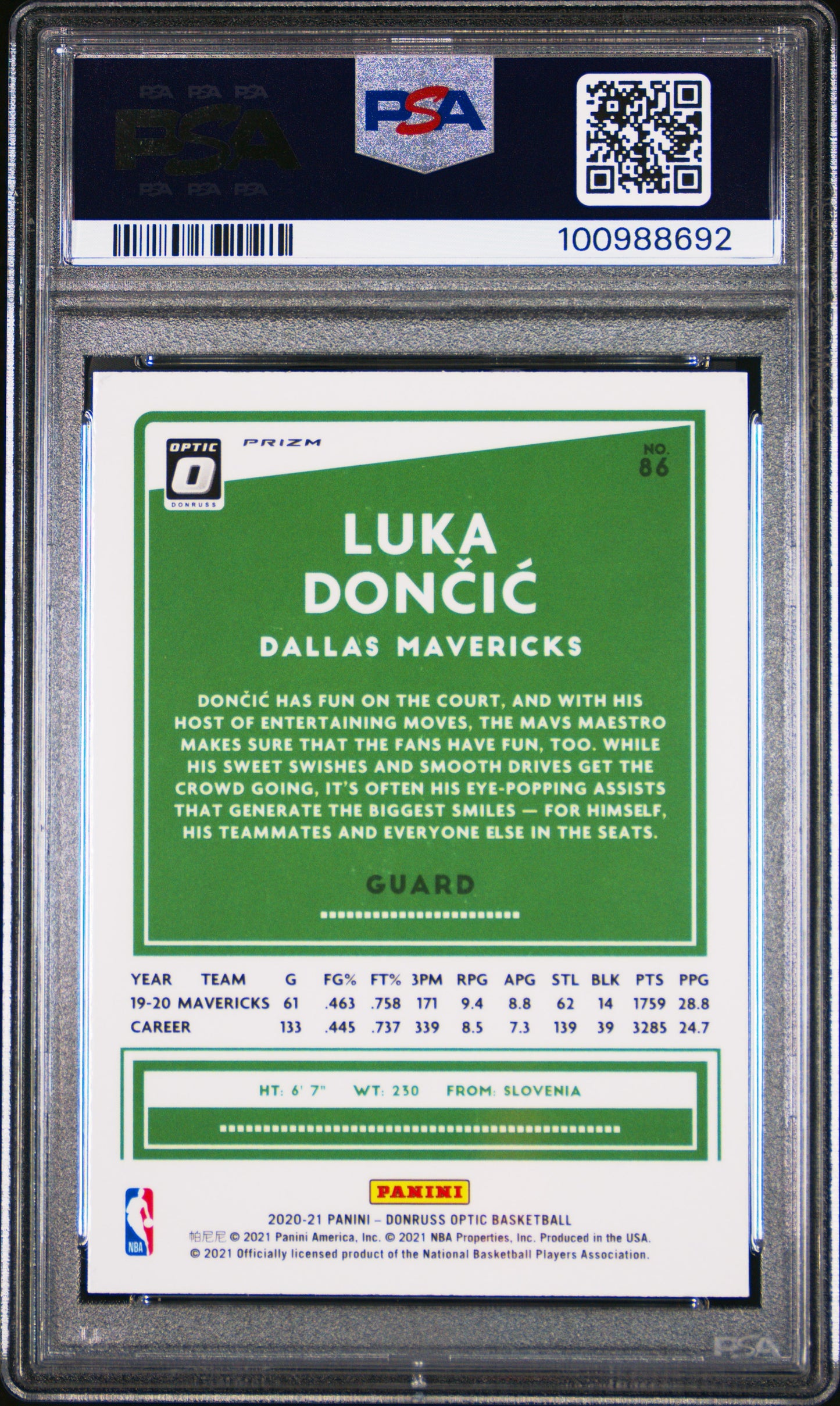 Graded 2020 Panini Donruss Optic Luka Doncic #86 Target Box Set Basketball Card PSA 10 Gem Mint