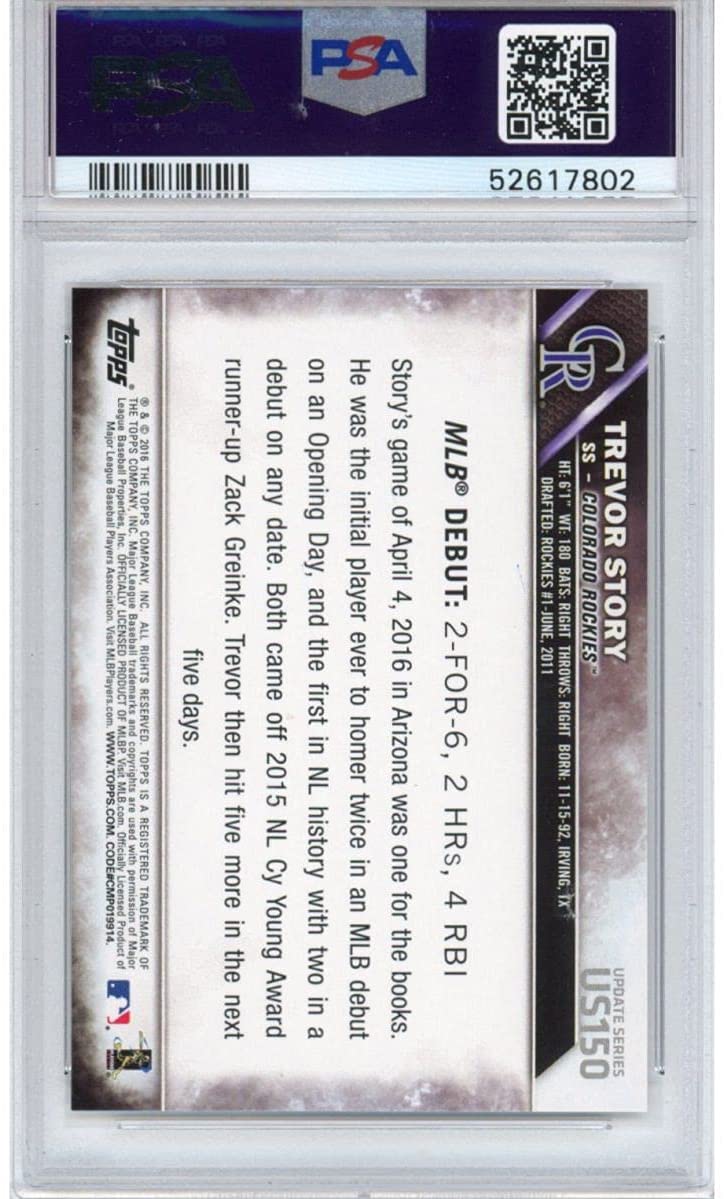 Graded 2016 Topps Update Trevor Story #US150 Rookie RC Baseball Card PSA 10 Gem Mint