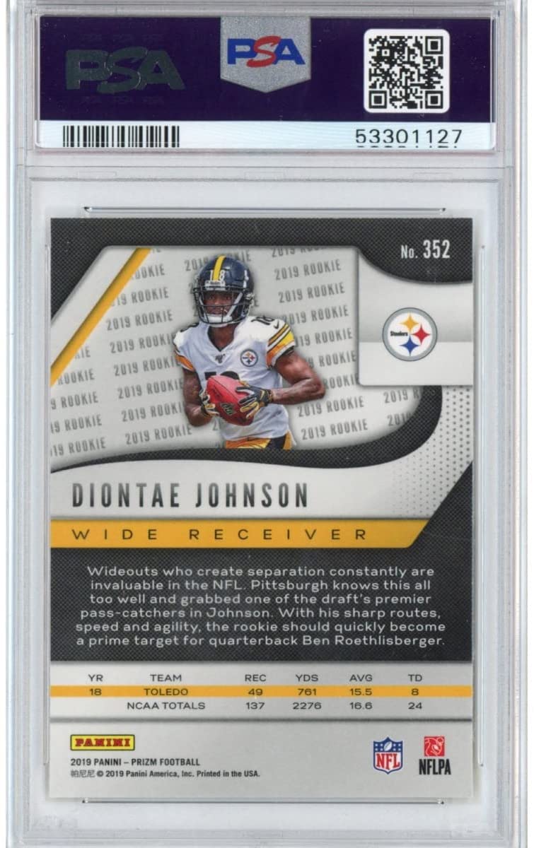 Graded 2019 Panini Prizm Diontae Johnson #352 Rookie RC Football Card PSA 10 Gem Mint