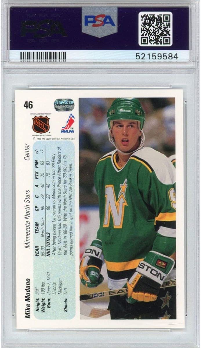 Graded 1990-91 Upper Deck UD Mike Modano#46 Rookie RC Hockey Card PSA 10 Gem Mint