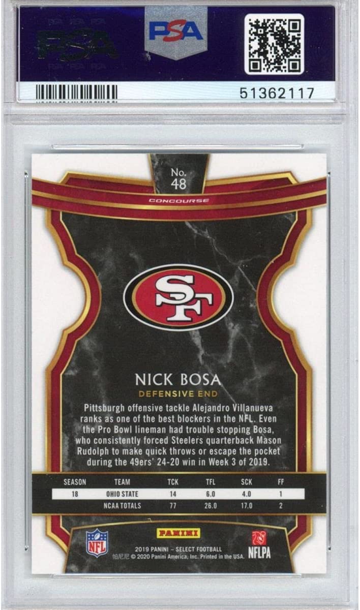Graded 2019 Panini Select Nick Bosa #48 Rookie RC Football Card PSA 10 Gem Mint