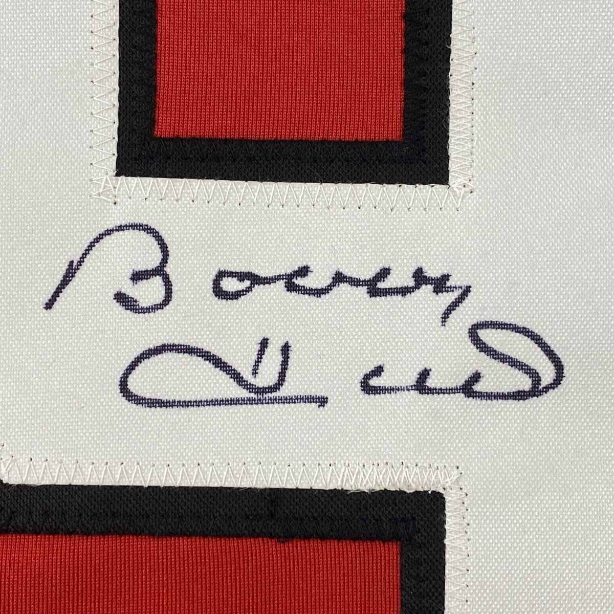 Framed Autographed/Signed Bobby Hull 33x42 Chicago Red Hockey Jersey JSA COA