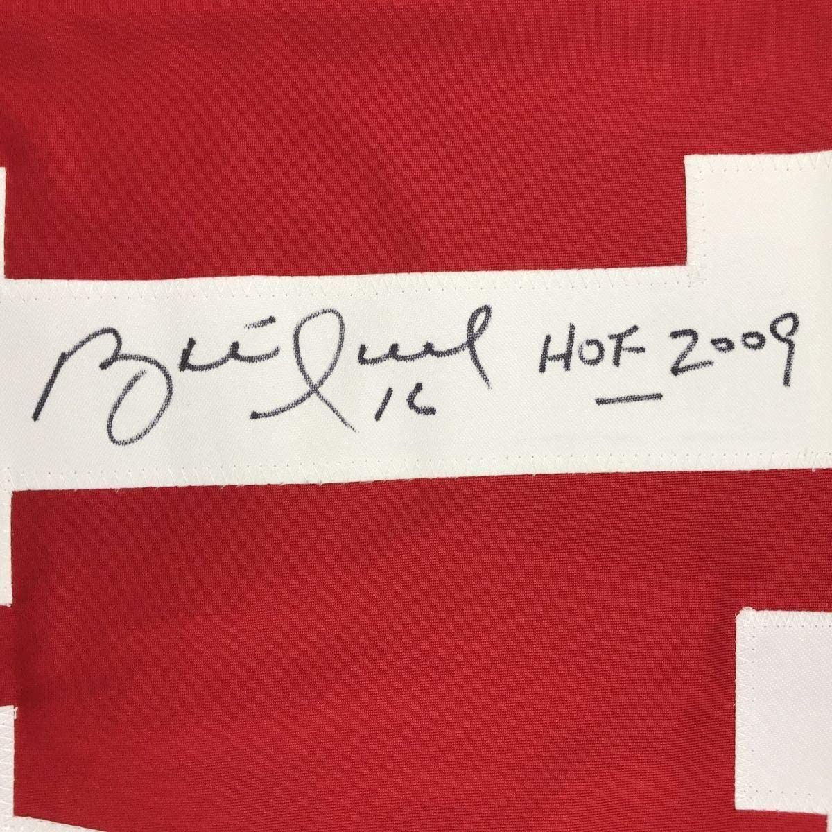 Framed Autographed/Signed Brett Hull HOF 2009 33x42 Detroit Red Hockey Jersey Beckett BAS COA