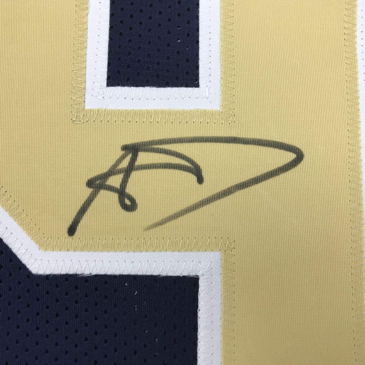 Framed Autographed/Signed Aaron Donald 33x42 Pittsburgh Blue College Football Jersey JSA COA