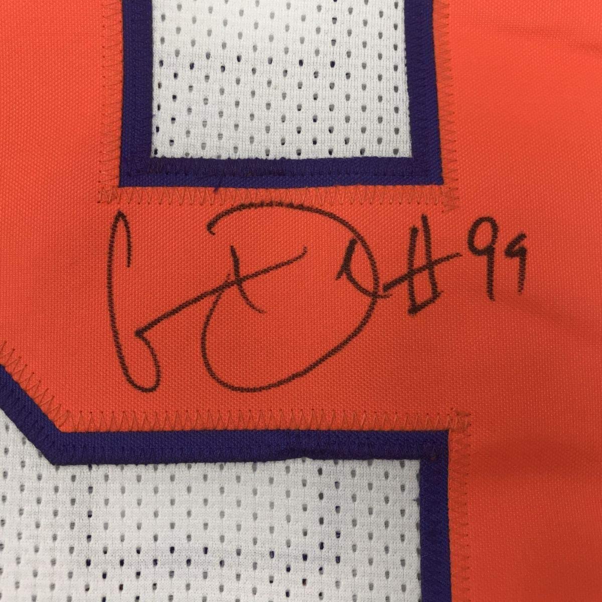 Framed Autographed/Signed Clelin Ferrell 33x42 Clemson White College Football Jersey JSA COA