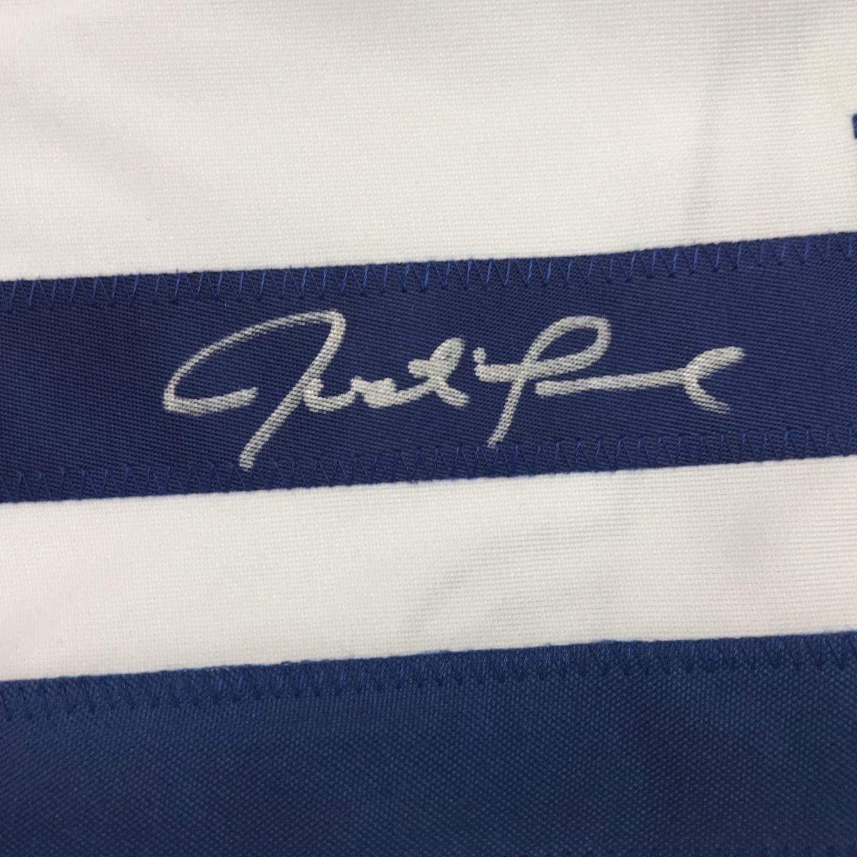 Framed Autographed/Signed Justin Turner 33x42 Los Angeles LA White Baseball Jersey JSA COA