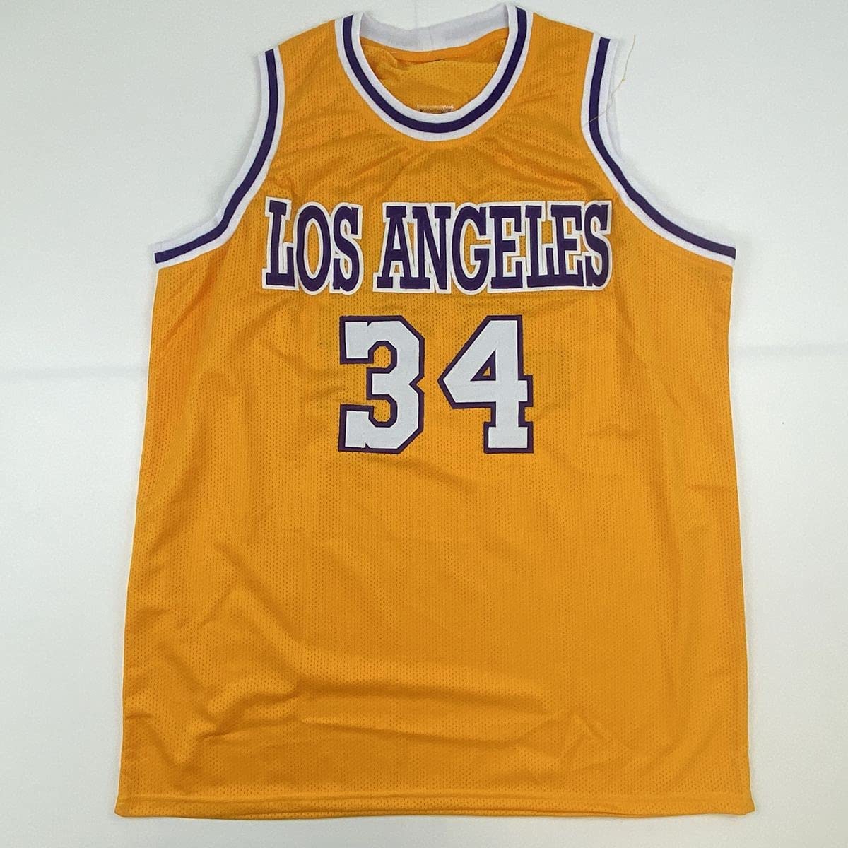 Autographed/Signed Shaquille Shaq O'Neal Los Angeles LA Yellow Basketball Jersey Beckett BAS COA
