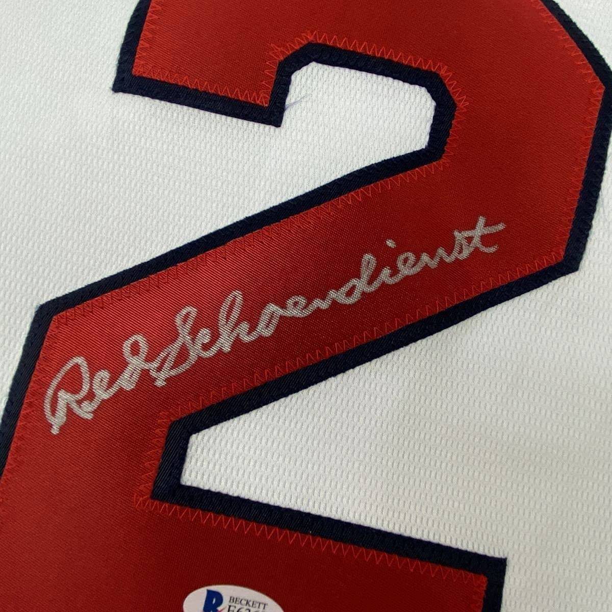 Framed Autographed/Signed Red Schoendienst 33x42 St. Louis White Baseball Jersey Beckett BAS COA