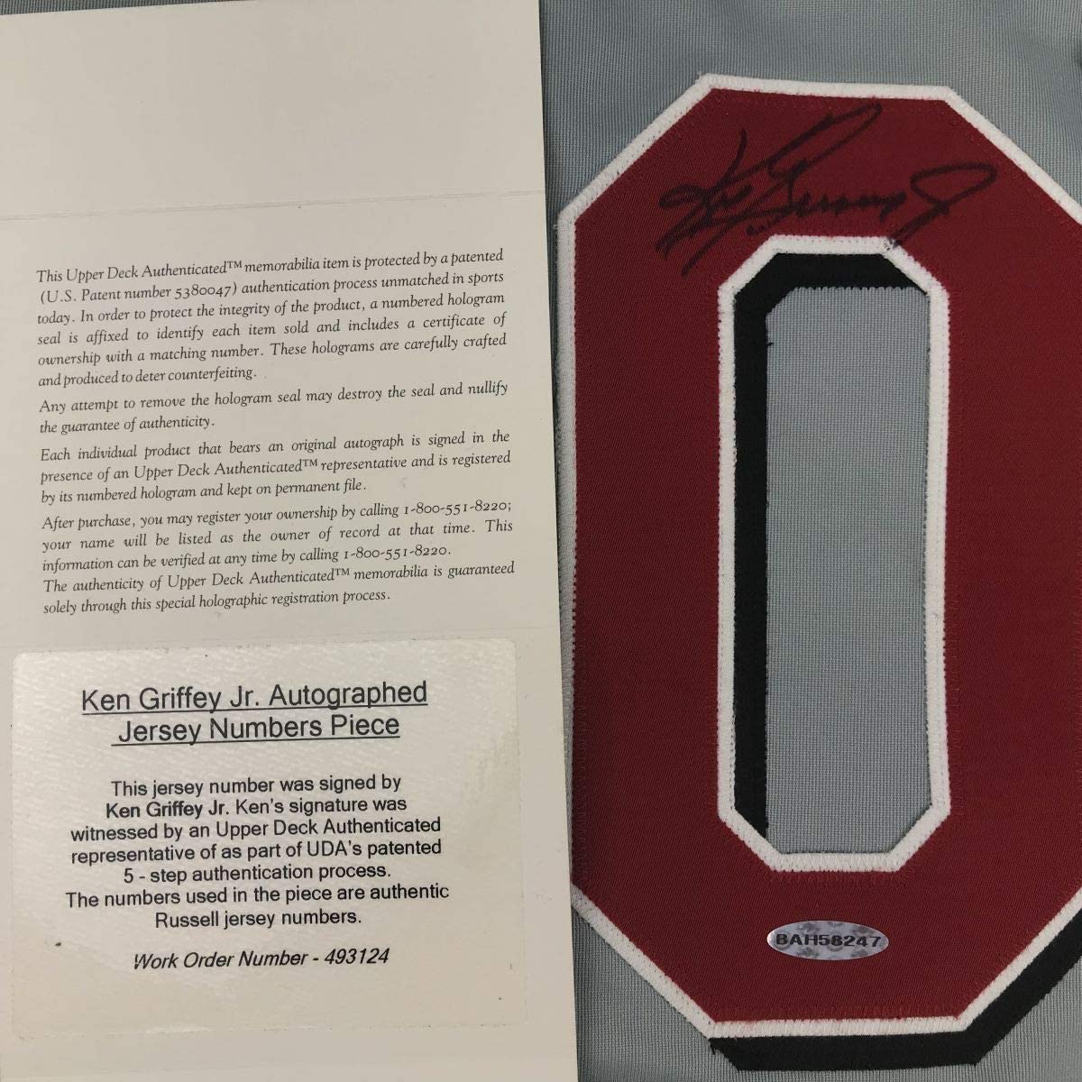 Framed Autographed/Signed Ken Griffey Jr. 33x42 Cincinnati Grey Baseball Jersey Upper Deck UDA COA