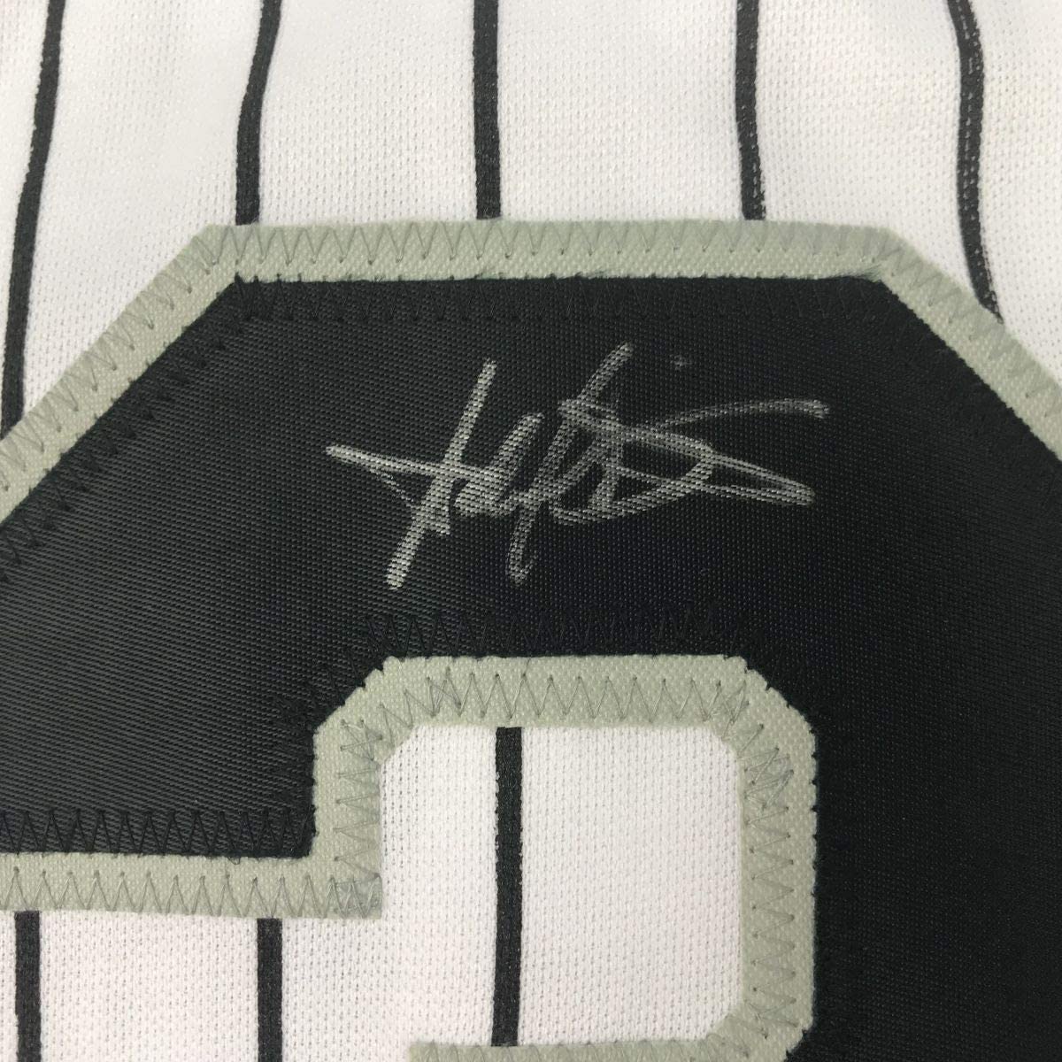 Framed Autographed/Signed Harold Baines 33x42 Chicago Pinstripe Baseball Jersey Beckett BAS COA