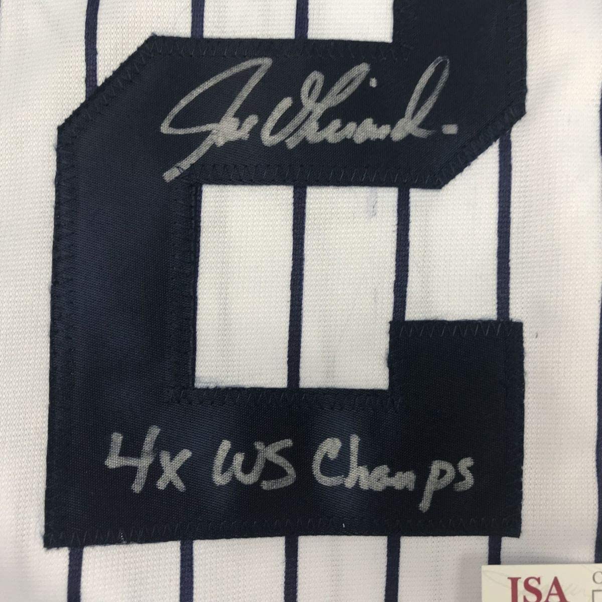 Framed Autographed/Signed Joe Girardi 4x WS Champs 33x42 New York Pinstripe Baseball Jersey JSA COA