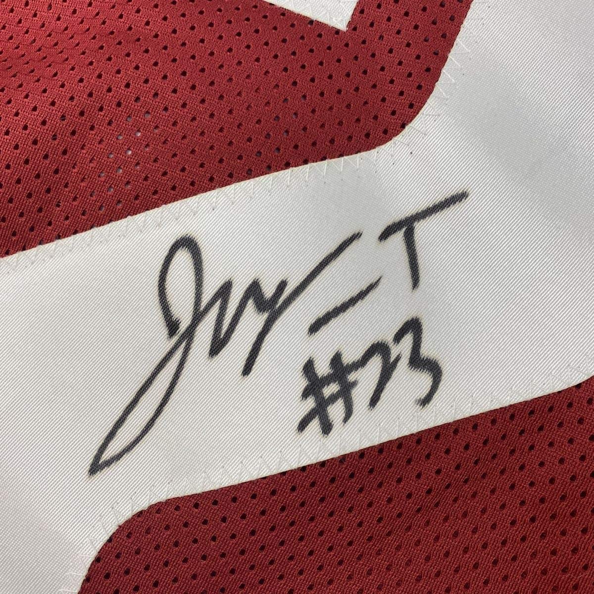 Framed Autographed/Signed Jonathan Taylor 33x42 Wisconsin Red College Football Jersey Beckett BAS COA