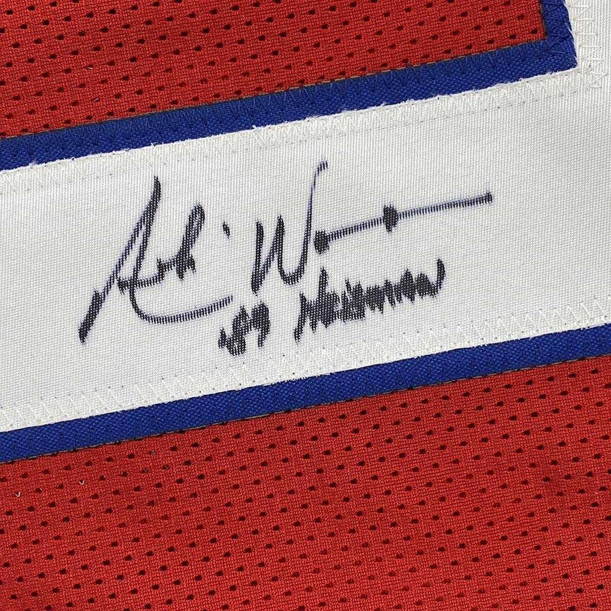 Framed Autographed/Signed Andre Ware 33x42 89 Heisman Houston Red College Football Jersey JSA COA