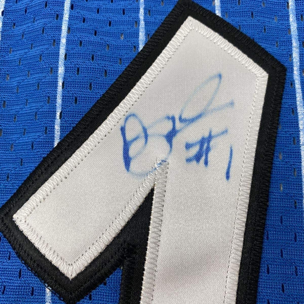 Framed Autographed/Signed Anfernee Penny Hardaway 33x42 Orlando Blue Basketball Jersey Beckett BAS COA