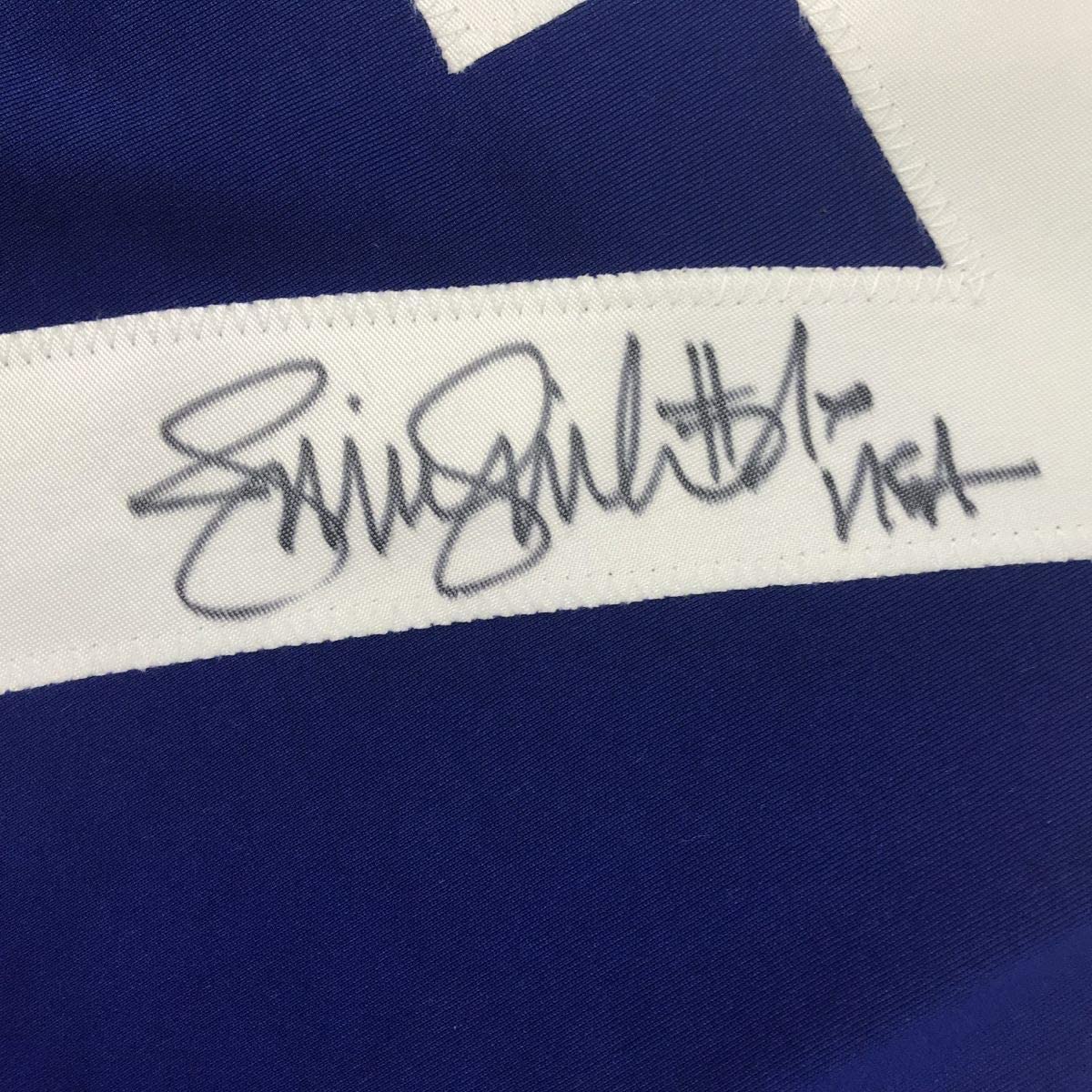 Framed Autographed/Signed Jennie Finch USA 33x42 Blue Team United States Softball Jersey JSA COA