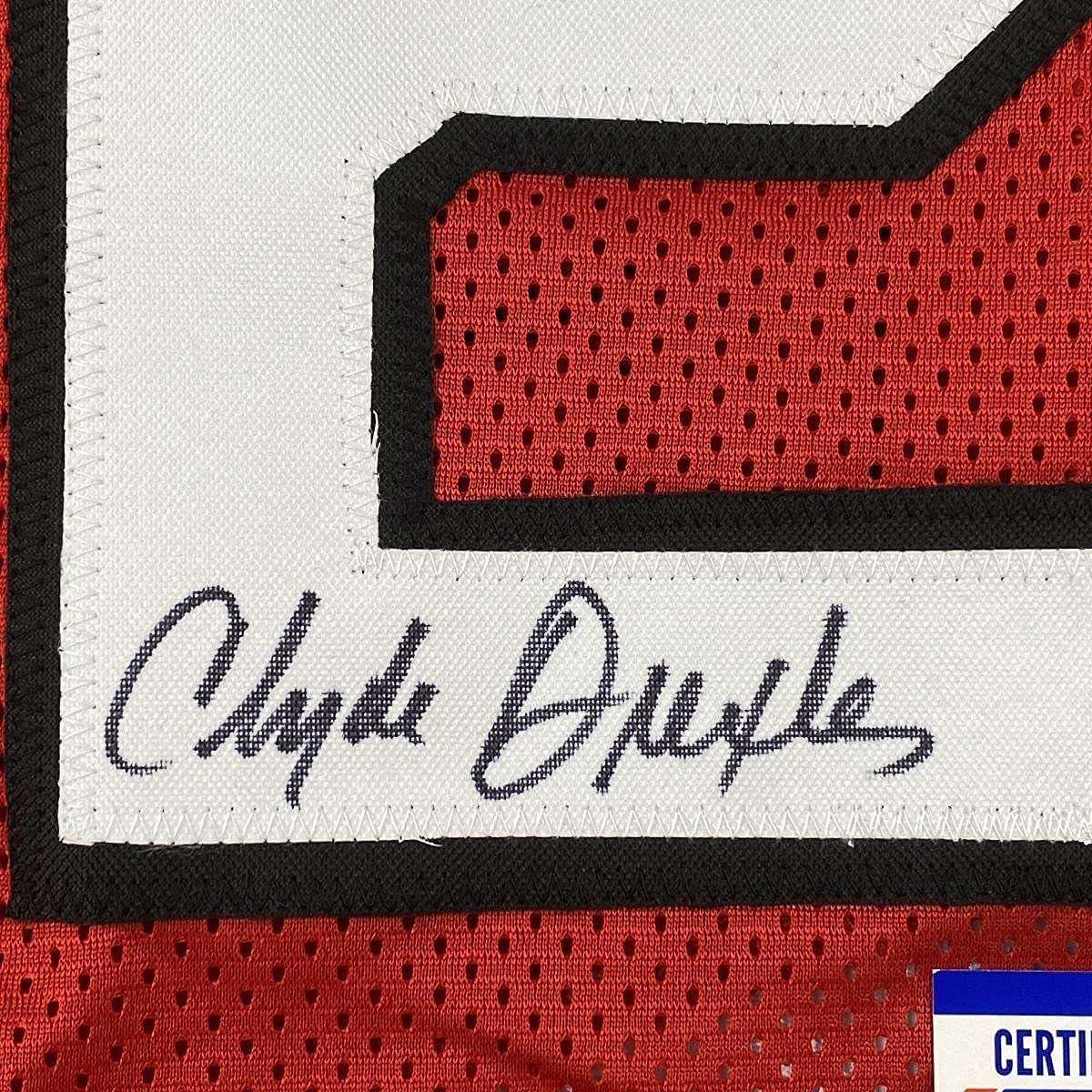 Framed Autographed/Signed Clyde Drexler 33x42 Portland Red Basketball Jersey PSA/DNA COA