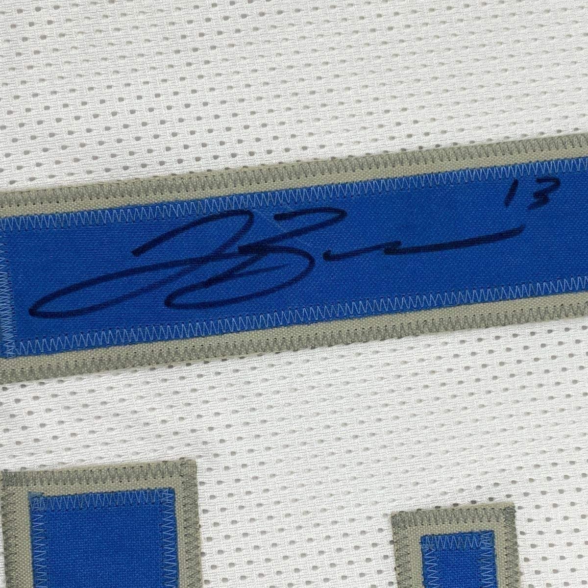 Framed Autographed/Signed Jalen Brunson 33x42 Dallas White Basketball Jersey JSA COA