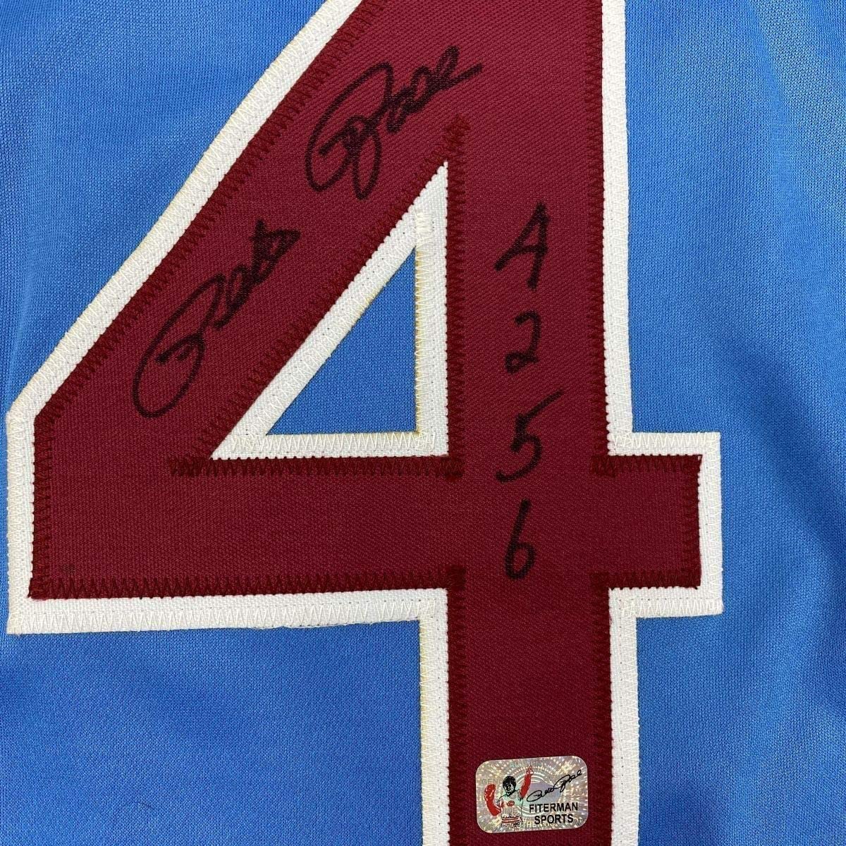 Framed Autographed/Signed Pete Rose 4256 33x42 Philadelphia Blue Baseball Jersey Athlete Hologram COA