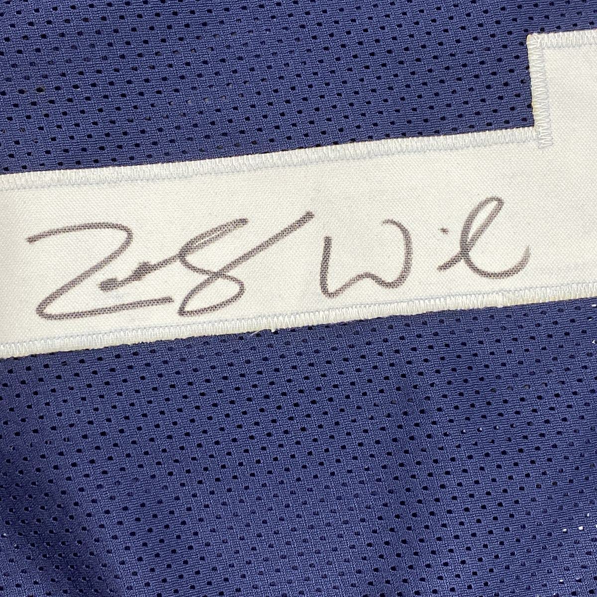 Framed Autographed/Signed Zach Wilson 33x42 BYU Blue College Football Jersey Beckett BAS COA