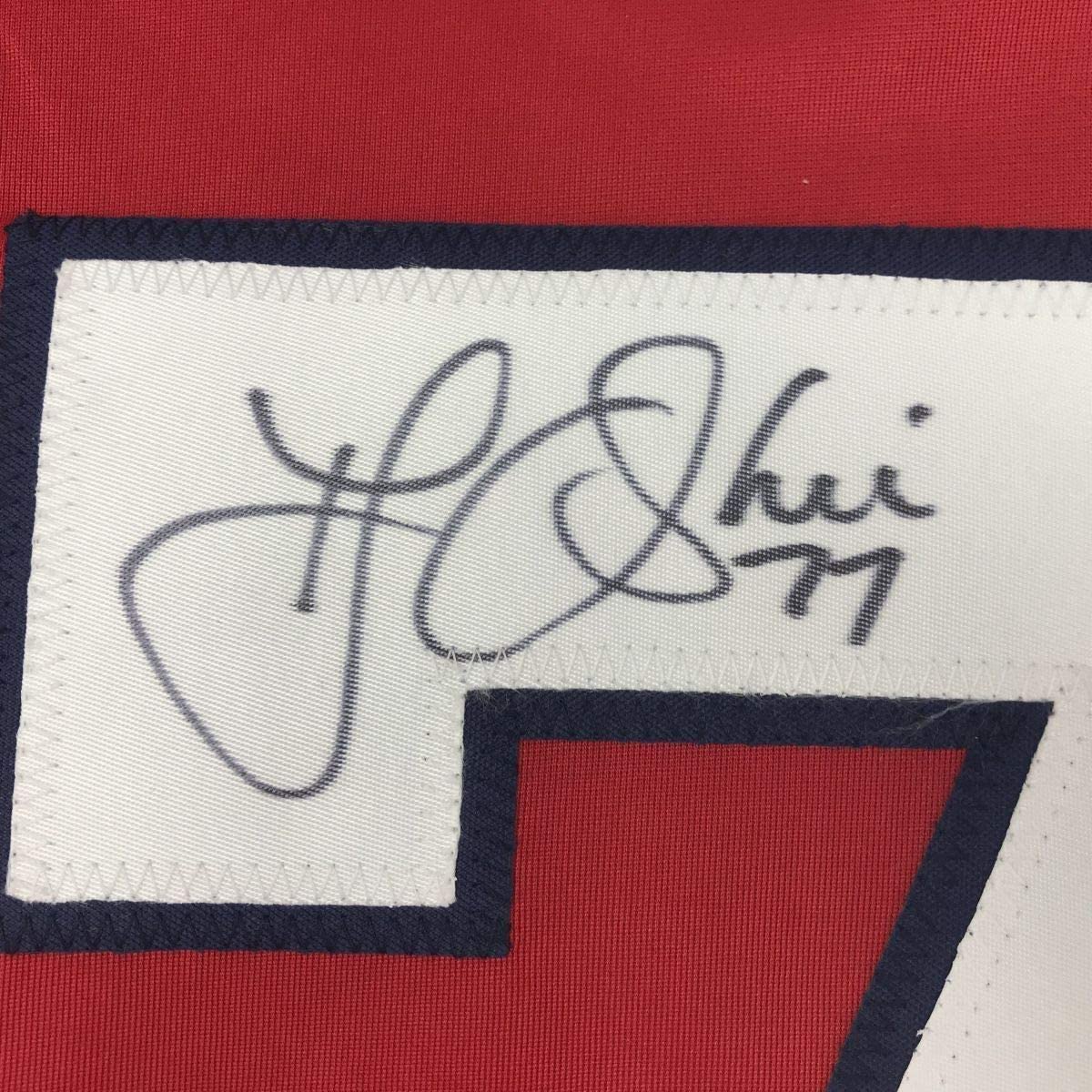 Framed Autographed/Signed TJ T.J. Oshie 33x42 Washington Red Hockey Jersey Beckett BAS COA