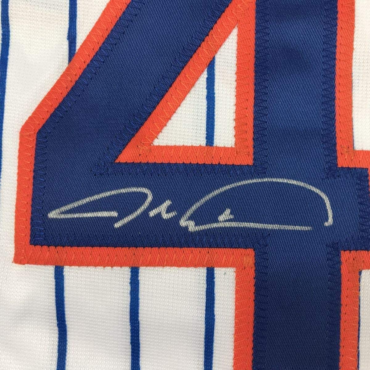 Framed Autographed/Signed Jacob DeGrom 33x42 New York NY Pinstripe Baseball Jersey JSA COA