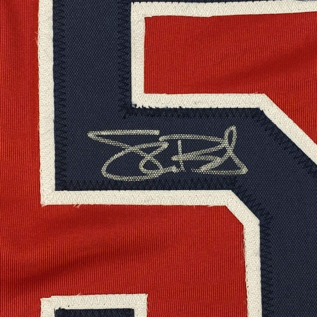 Framed Autographed/Signed Shane Bieber 33x42 Cleveland Red Baseball Jersey JSA COA