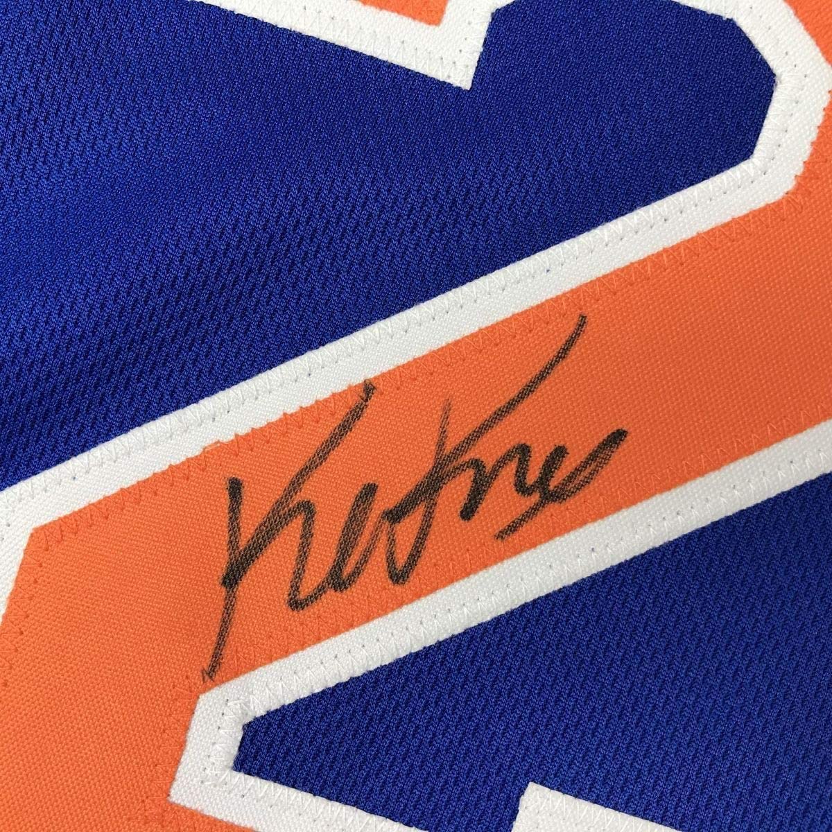 Framed Autographed/Signed Kevin Knox 33x42 New York Blue Basketball Jersey JSA COA