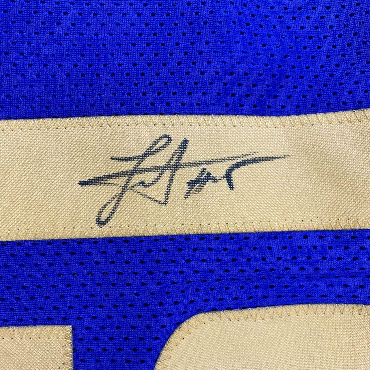 Framed Autographed/Signed Nikola Jokic 33x42 Denver Royal Blue Basketball Jersey JSA COA