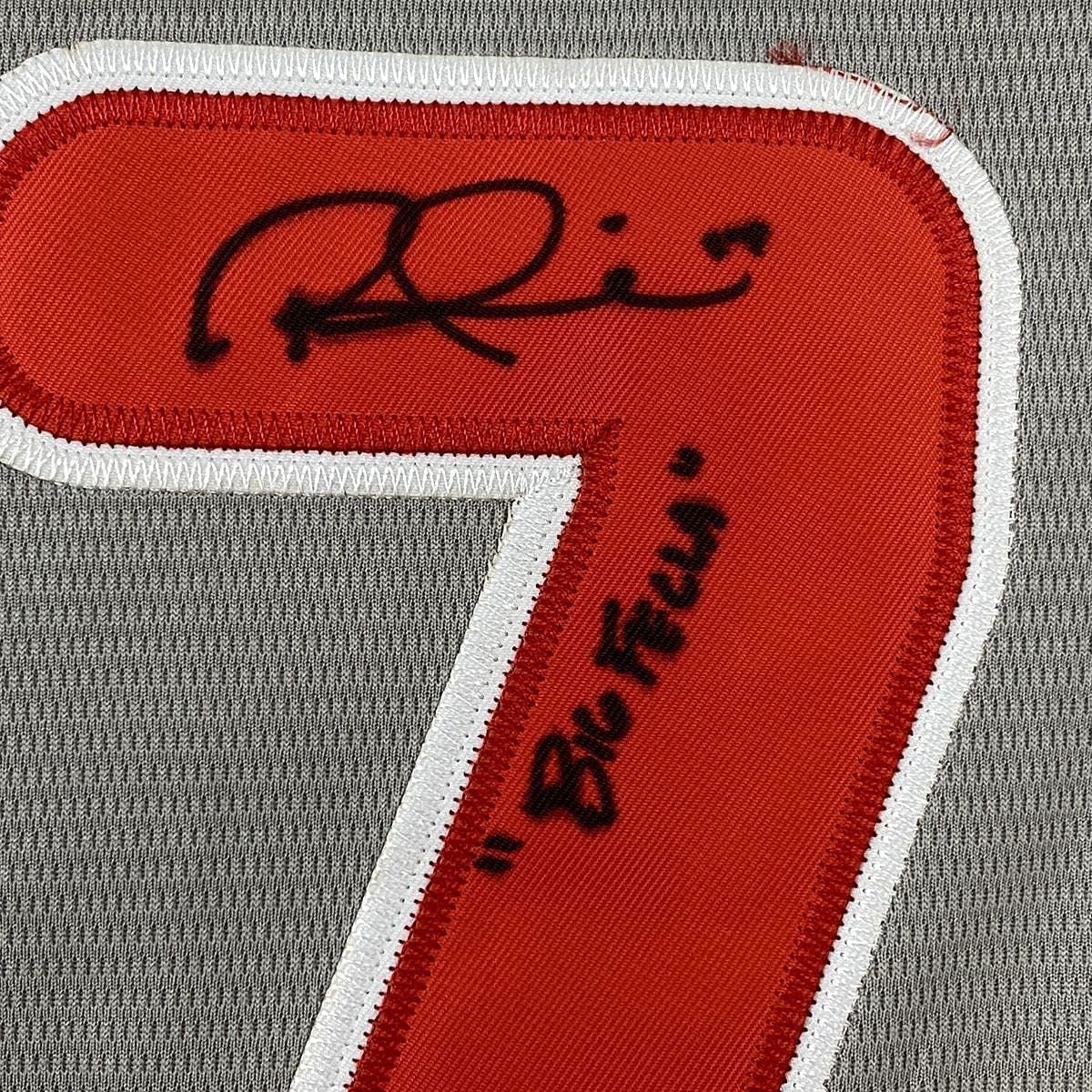 Framed Autographed/Signed Rhys Hoskins Big Fella 33x42 Philadelphia Grey Baseball Jersey Beckett BAS COA
