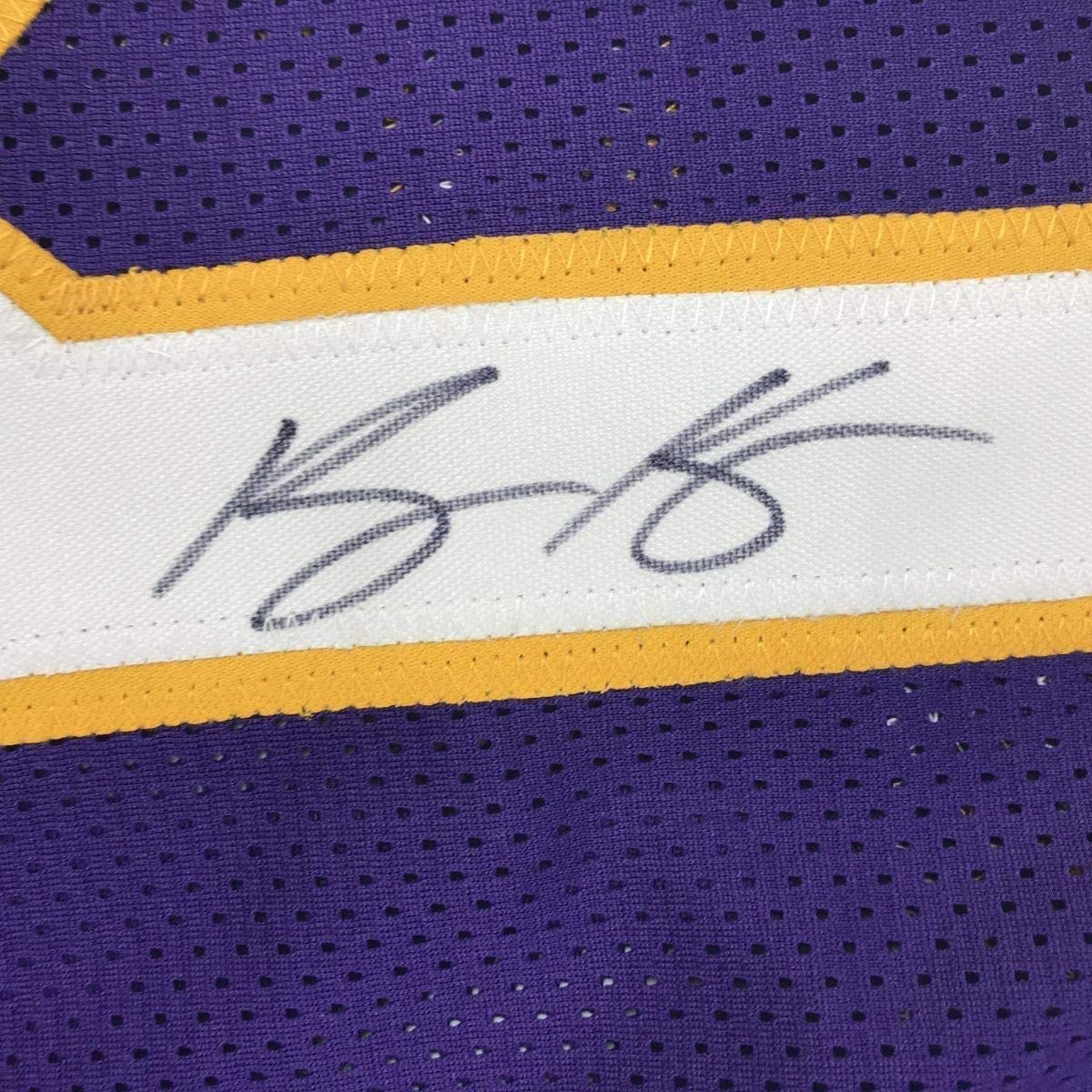 Framed Autographed/Signed Kyle Kuzma 33x42 Los Angeles LA Purple Basketball Jersey JSA COA