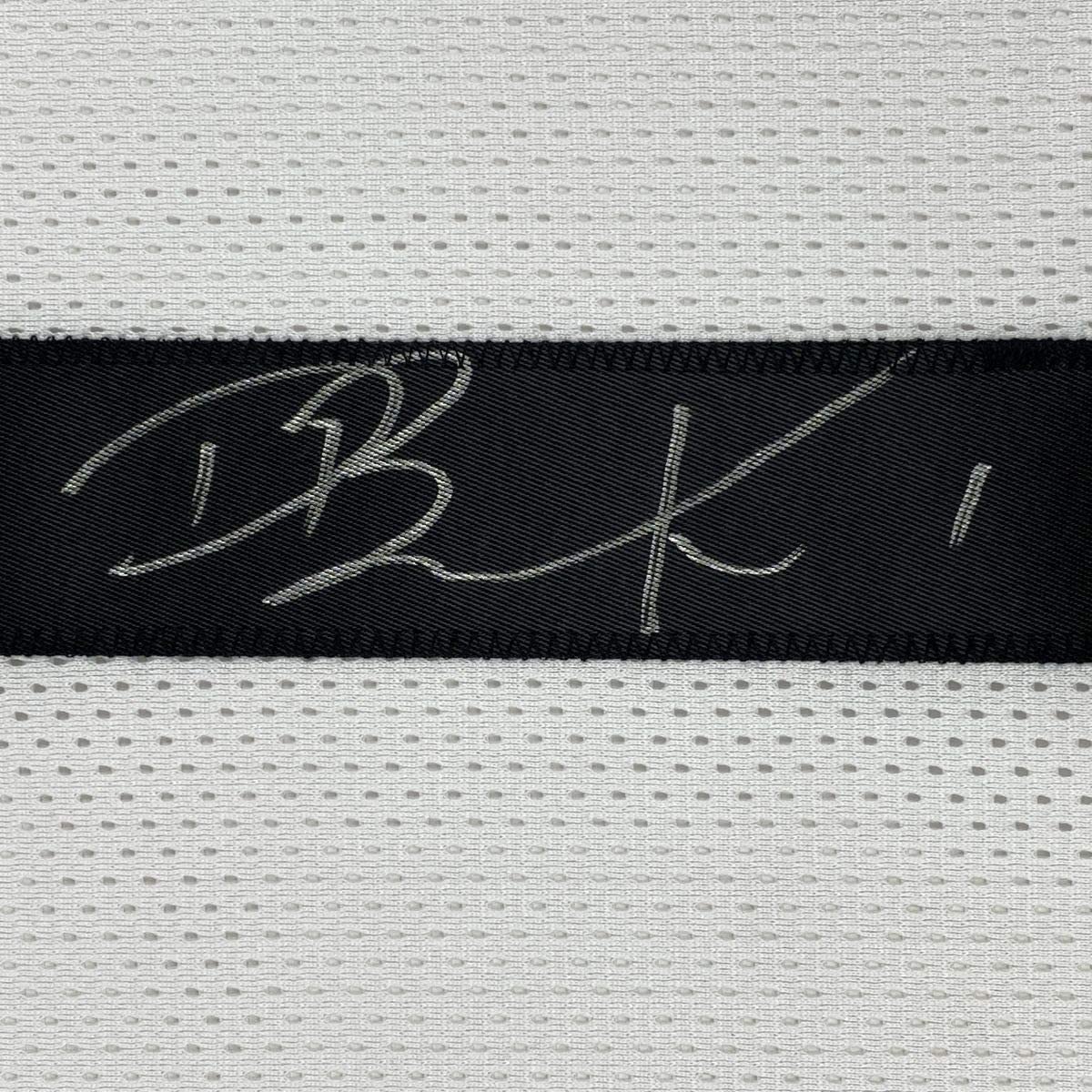 Framed Autographed/Signed Devin Booker 33x42 Phoenix White Basketball Jersey JSA COA