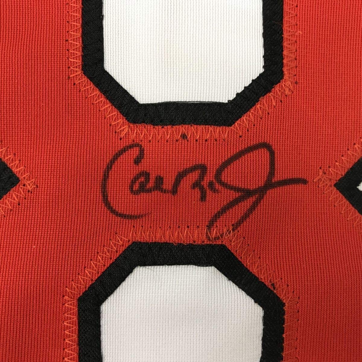 Framed Autographed/Signed Cal Ripken Jr. 33x42 Baltimore White Baseball Jersey JSA COA