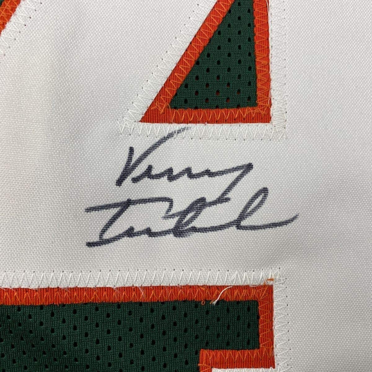 Framed Autographed/Signed Vinny Testaverde 33x42 Miami Green College Football Jersey JSA COA