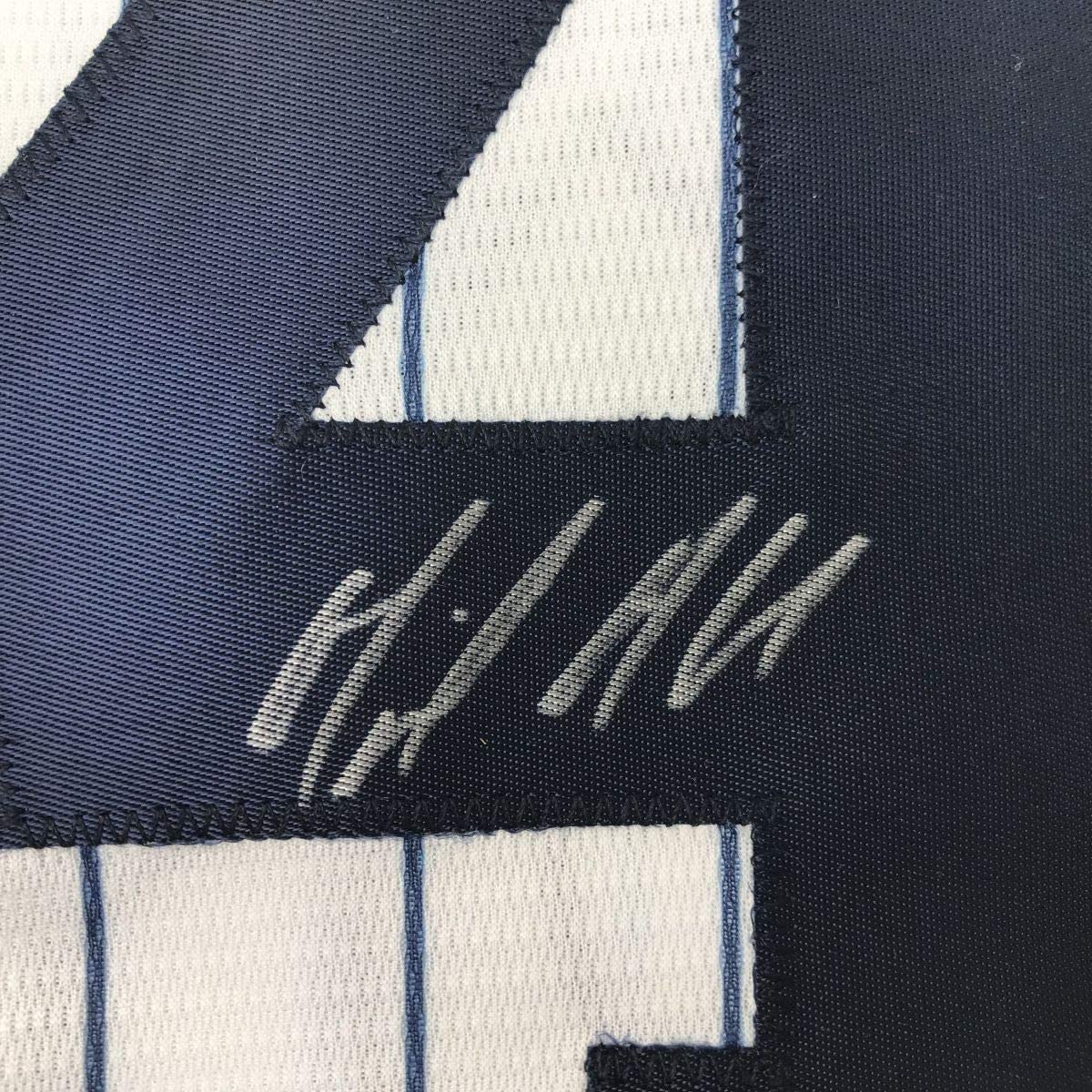 Framed Autographed/Signed Miguel Andujar 33x42 New York Pinstripe Majestic Baseball Jersey Beckett BAS COA