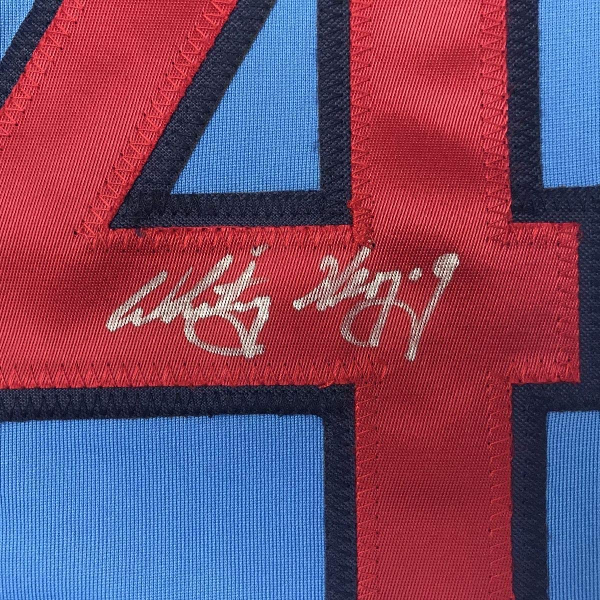 Framed Autographed/Signed Whitey Herzog 33x42 St. Louis Blue Baseball Jersey JSA COA