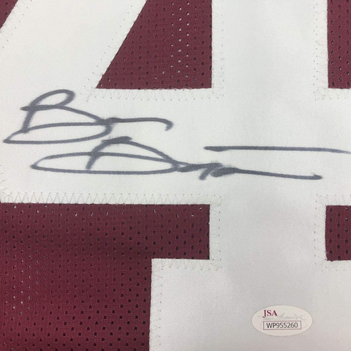 Framed Autographed/Signed Brian Bosworth 35x39 Oklahoma Red College Football Jersey JSA COA