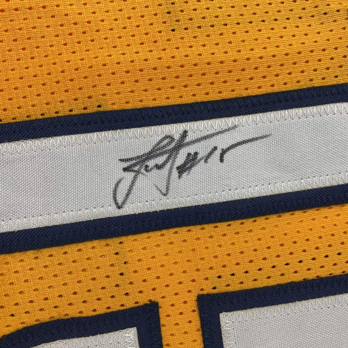 Framed Autographed/Signed Nikola Jokic 33x42 Denver Yellow Basketball Jersey JSA COA