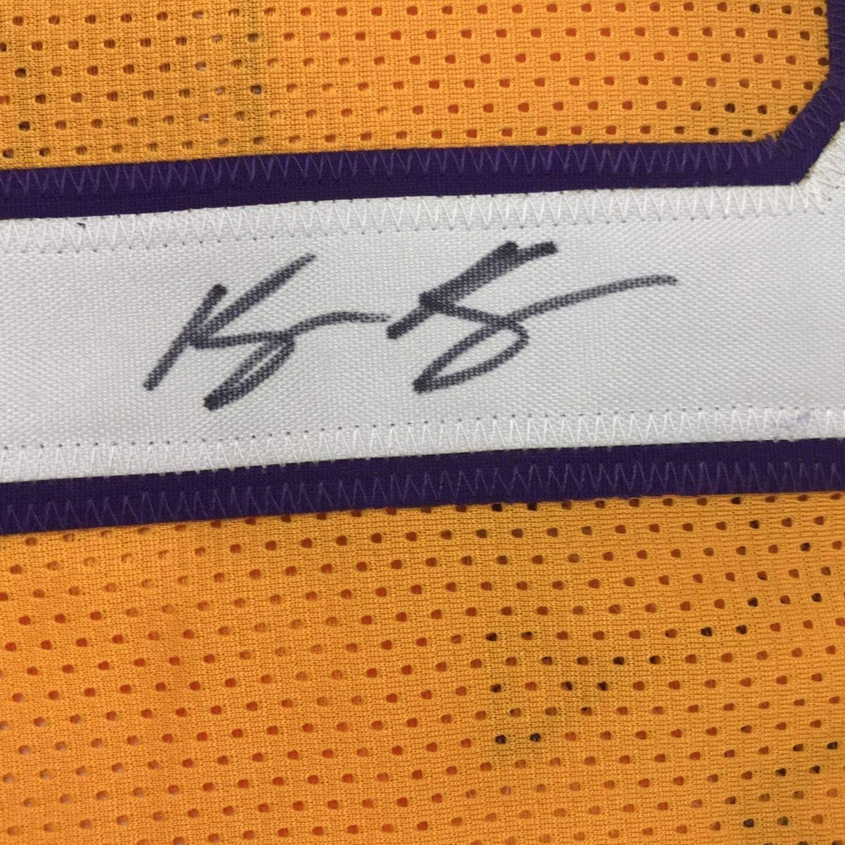 Framed Autographed/Signed Kyle Kuzma 33x42 Los Angeles LA Yellow Basketball Jersey JSA COA