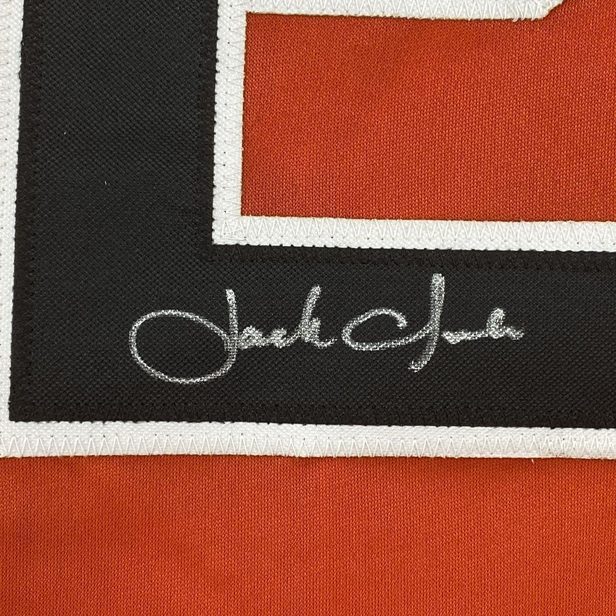 Framed Autographed/Signed Jack Clark 33x42 San Francisco Orange Baseball Jersey JSA COA