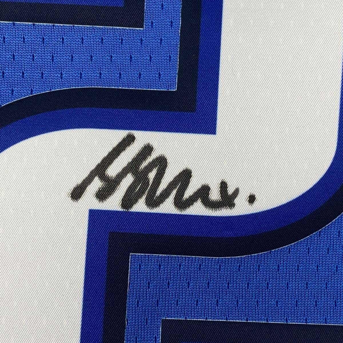Framed Autographed/Signed Shai Gilgeous-Alexander 33x42 Oklahoma City Thunder Blue Basketball Jersey Fanatics COA