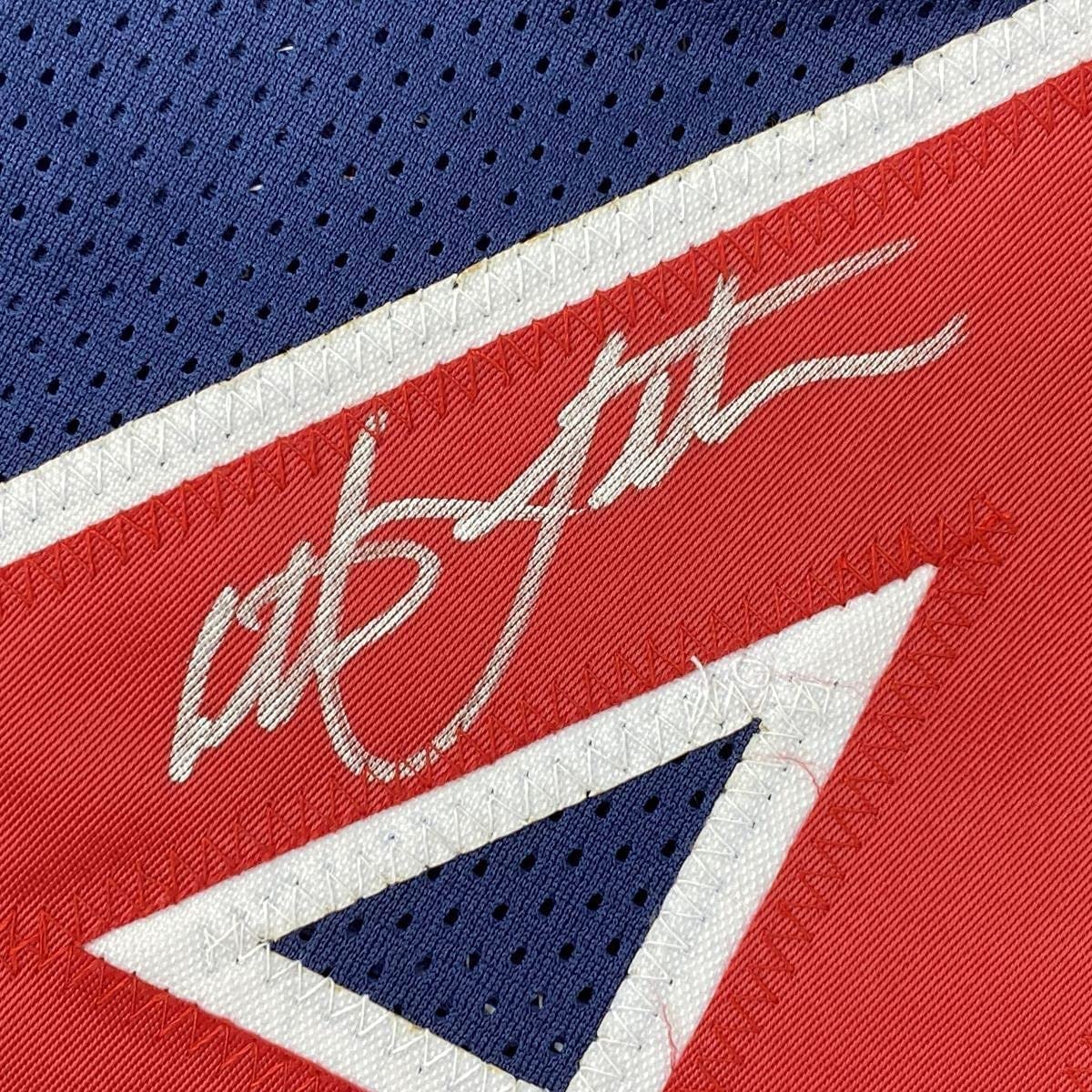 Framed Autographed/Signed Christian Laettner 33x42 Team USA United States Blue Basketball Jersey JSA COA