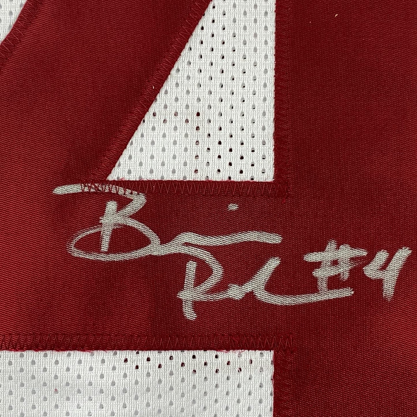 Framed Autographed/Signed Brian Robinson Jr. 35x39 Alabama White College Football Jersey Beckett BAS COA
