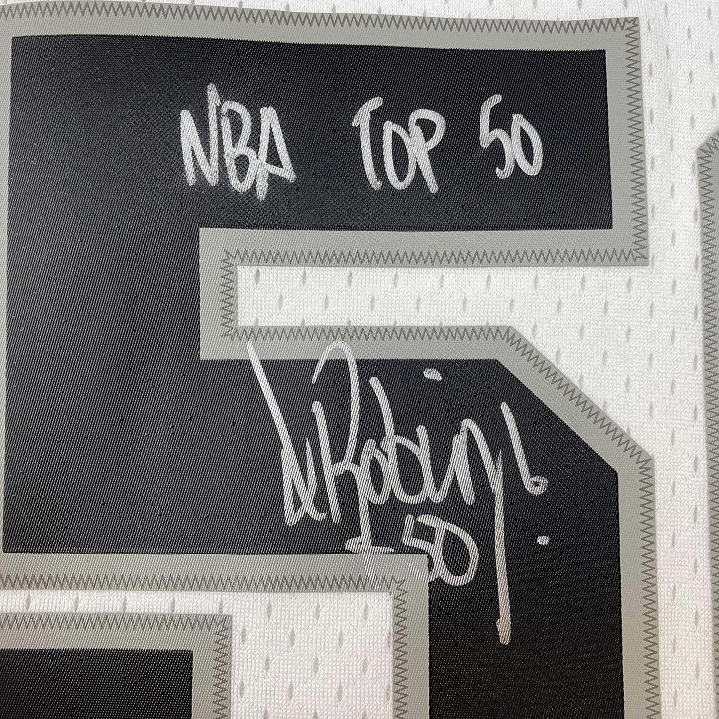 Framed Autographed/Signed David Robinson 35x39 NBA Top 50 San Antonio Spurs White Authentic M&N Basketball Jersey Beckett BAS COA