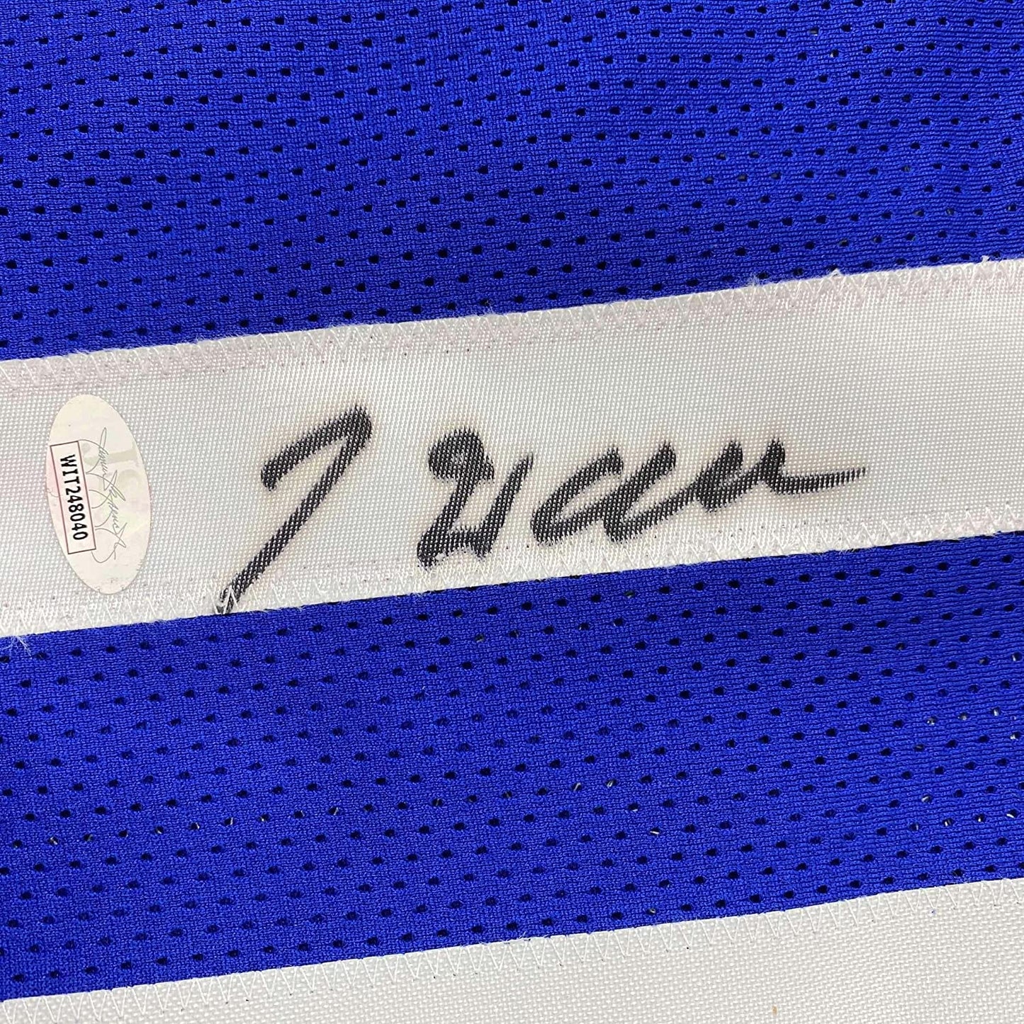 Framed Autographed/Signed John Wall 35x39 Los Angeles Blue Basketball Jersey JSA COA