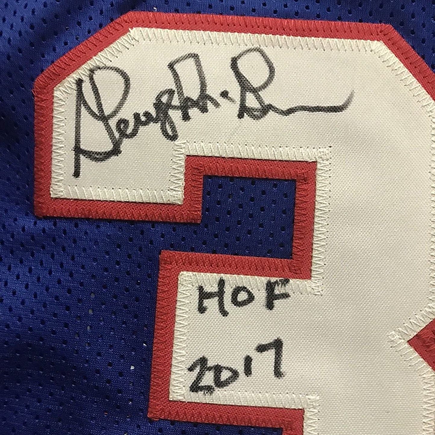 Framed Autographed/Signed George McGinnis"HOF 2017" 33x42 Philadelphia Blue Basketball Jersey JSA COA
