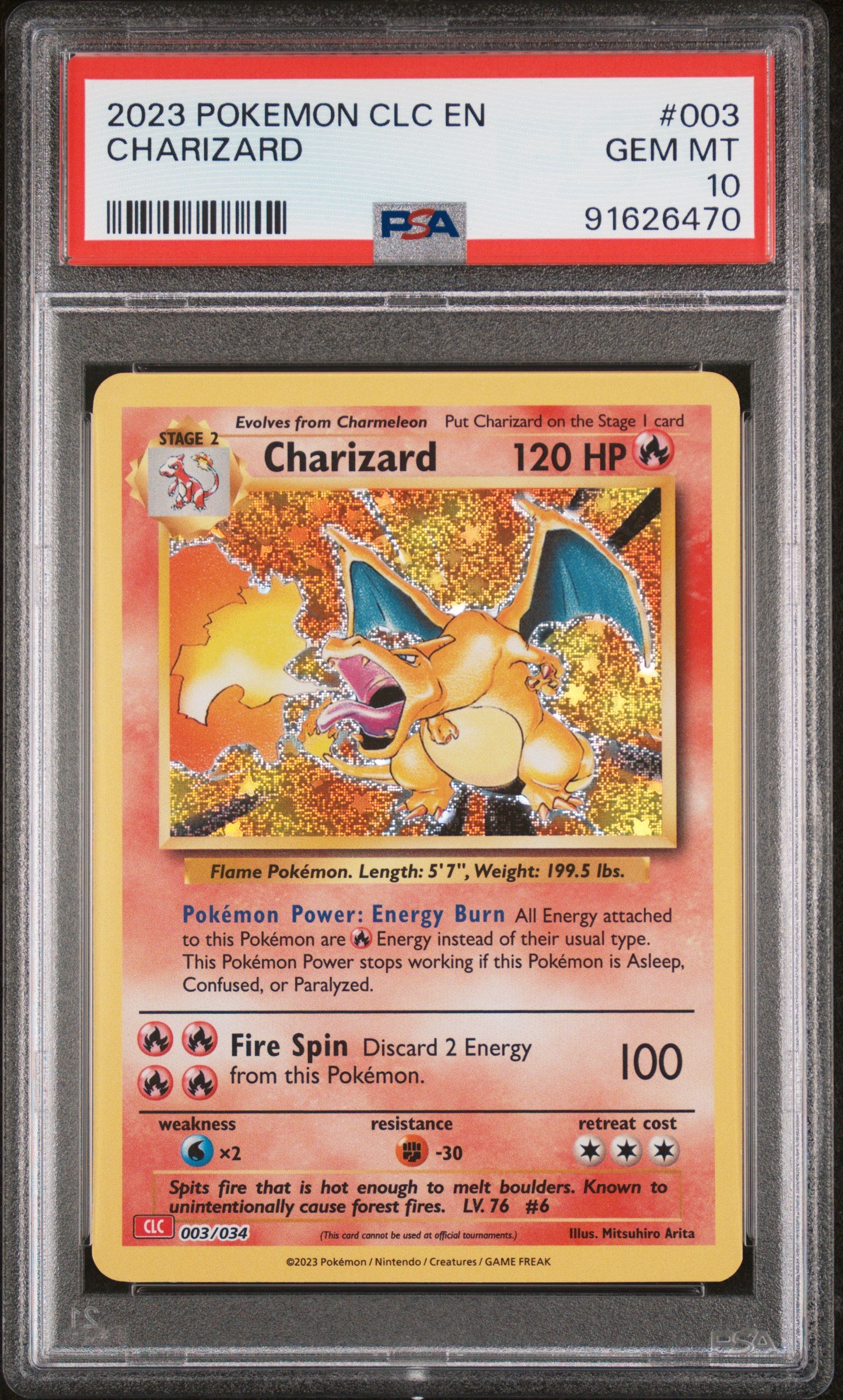 Graded 2023 PKM CLC Charizard #003 CLC Trading Card Game PSA 10 Gem Mint