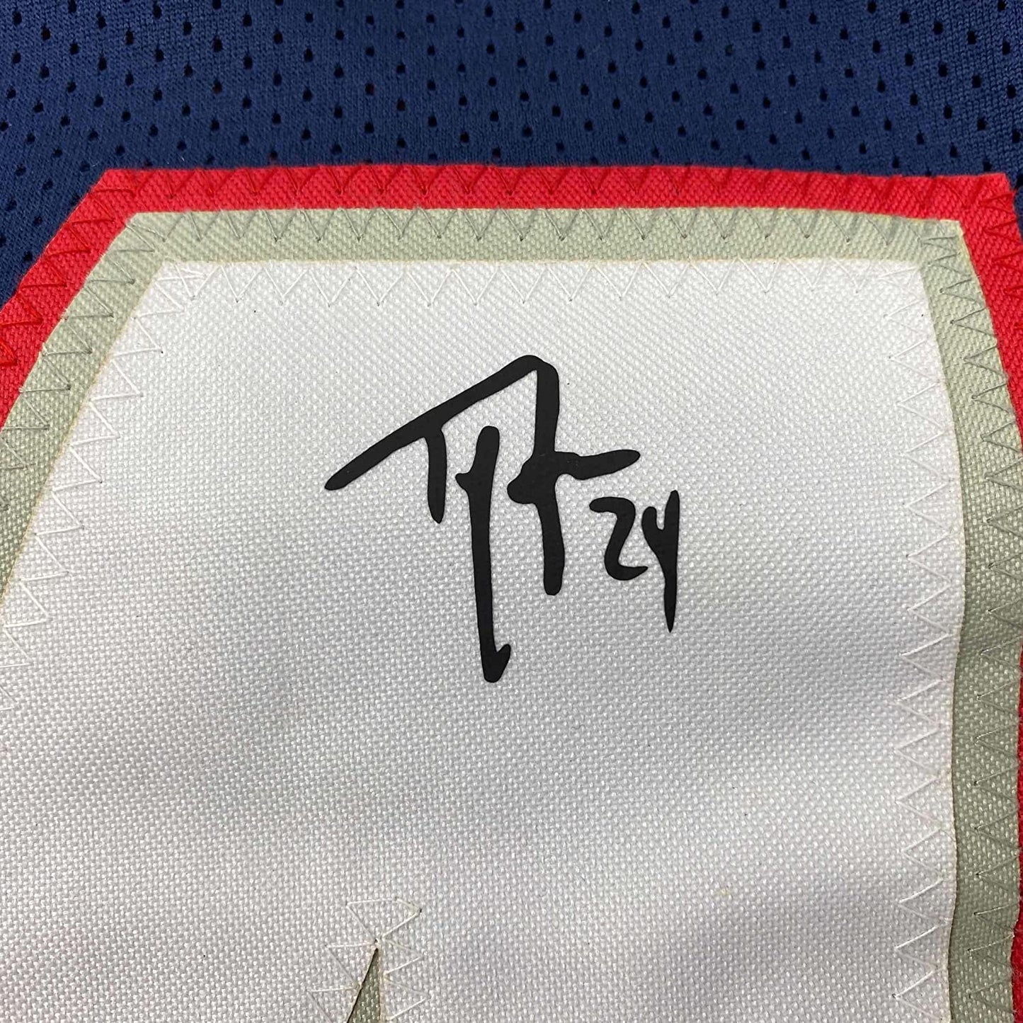 Framed Facsimile Autographed Ty Law 35x39 New England Blue Reprint Laser Auto Football Jersey